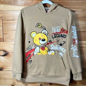 South Pole Kids’ XL Beige Skater Hoodie with Bear Graphic